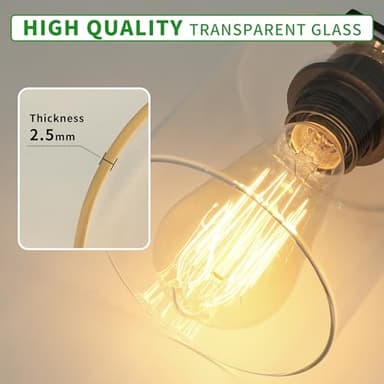 Phaosio Bathroom Vanity Light Fixtures 3-Black Wall Sconce, Brushed Nickel Mirror Light with Clear Glass Shade, Easy Install Bedroom Hallway Lighting, E26 Base - Image 4