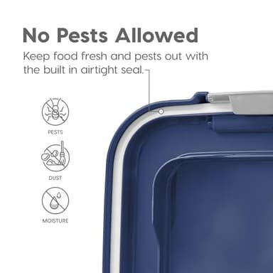 IRIS USA Dog Food Storage Container, 30 lbs & 11 lbs Combo, Cat Food Storage Container, Dog Treat Container, Airtight, Stackable, 2-Cup Scoop, Wheels, Easy Mobility, Navy - Image 3