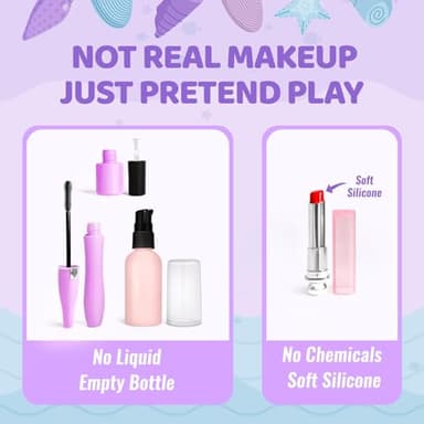 INNOCHEER Pretend Makeup for Toddlers Toys, Fake Makeup Mermaid Toys for Girls Purse, Toddler Makeup Kit Pretend Play Makeup Toys, Toy Mermaid Makeup for Kids, Gifts Toys for 3 4 5 6 7+ Year Old Girls - Image 4