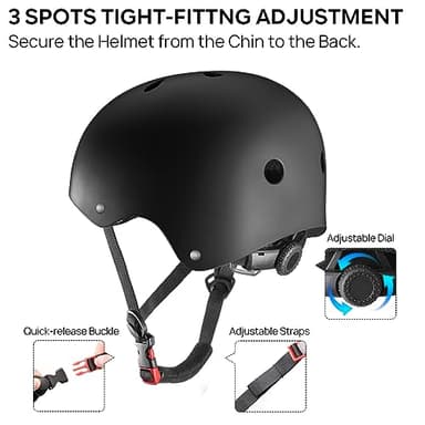 JBM Skateboard Helmet - Lightweight, Adjustable & Ventilated Helmet for Scooter, Roller Skate, Inline Skate - Image 4