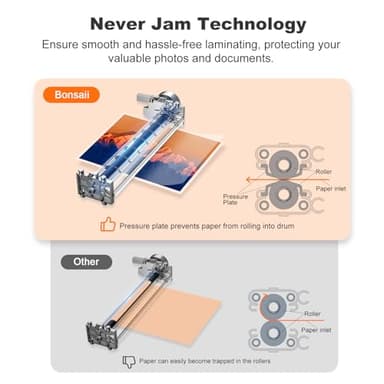 Bonsaii Laminator, 9 Inch Thermal Laminator Machine with Never Jam Technology for Doc/Posters/Photo, Personal Laminating Machine Simple Convenient for Home, Office and School Black - Image 2