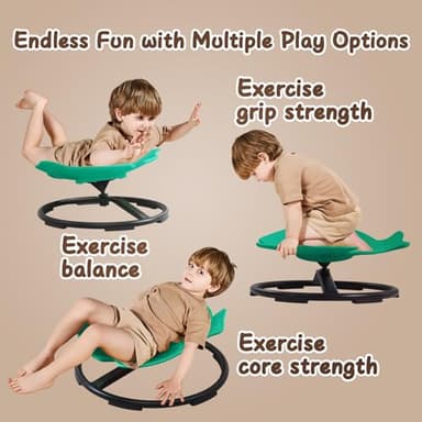 Sensory Spinning Chair for Kids with Autism & ADHD, Swivel Chair for Indoor/Outdoor Use, Sit and Spin Toys, Fish-Shaped Sensory Chairs for Autistic Children, Training Body Coordination (Green) - Image 6