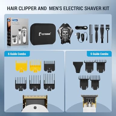 BESTBOMG® Hair Clippers for Men Professional, Beard Trimmer Kits & Sets, Electric Shavers, Hair Clippers & Trimmer Ceramic T-Blade, for Barber, for Gifts - Image 6