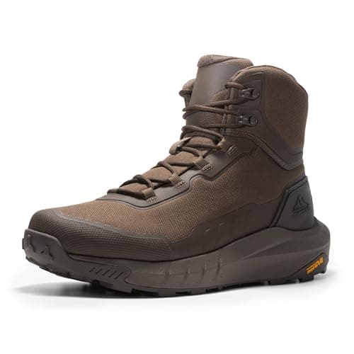 NORTIV 8 Men's Tactical Hiking Boot Lightweight Cushion Sole Boots for Work All Day Side Zipper Motorcycle Combat Military Boot Arch Support 8 Inches Terrascope,Size 10,Dark Brown,NMUMMT2503 - Image 1