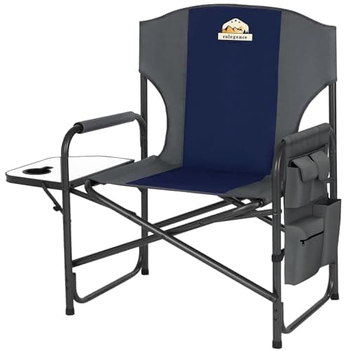 Colegence Oversized Directors Camping Chair Support 600 LBS, Heavy Duty Folding Outdoor Chairs with Detachable Side Pocket and Adjustable Side Table for Outside Beach,Lawn,Fishing (Blue) - Image 1