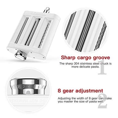 Antree Pasta Maker Attachment 3 in 1 Set for KitchenAid Stand Mixers Included Pasta Sheet Roller, Spaghetti Cutter, Fettuccine Cutter Maker Accessories and Cleaning Brush - Image 4