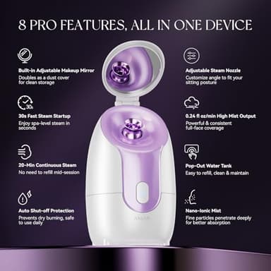 ANLAN Facial Steamer, High-Speed Nano steam, Deep Cleansing, Pore ​​Care, Repairs and Strengthens Skin's Foundation, Facial Humidifier, Home Facial spa, Hydrating Moisturizing, Sensitive Dry Skin spa - Image 2