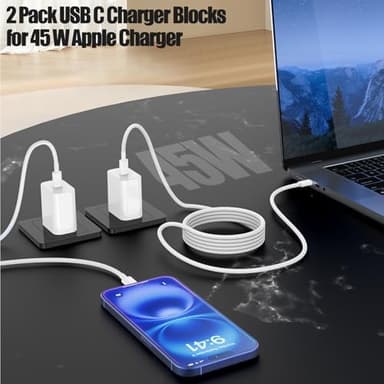 45W USB C Fast Charger for iPhone 17/ Air/16/15 Pro Max,2Pack 3FT Type C Charger Block & Cable, PD 3.0 Super Fast Charging for iPad Pro MacBook Air/Pro M1/M2, AirPods - Image 5
