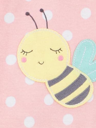 Simple Joys by Carter's Girls' 3-Pack Snug Fit Footed Cotton Pajamas, Ballerina/Bees/Moon, 12 Months - Image 3