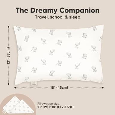 Toddler Pillow with Pillowcase - 13x18 My Little Dreamy Kids Travel Bed Pillows for Sleeping, Organic Cotton Small Pillowcase, Soft & Breathable, Machine Washable, Toddlers 2-5 Years Old (Elly) - Image 3