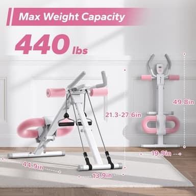 MERACH Ab Machine, Ab Workout Equipment, Adjustable Ab Trainer Machine for Abs Workout at Home Gym, Foldable, Knee Protection, Abdominal Trainer for Stomach Workout (Pink) - Image 6