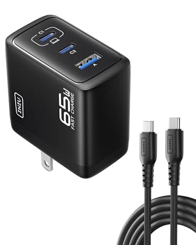 INIU USB C Charger Block, 3-Port 65W PD Fast Charging, Compact Type C Wall Charger with Foldable Plug, GaN Tech, for MacBook Pro/Air, iPhone 17, Samsung S25, iPad Pro, Laptop, Multiple Devices etc - Image 1