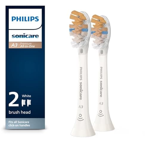 Philips Sonicare A3 Premium All-in-One, Genuine Replacement Toothbrush Heads, White, 2 Pack, HX9092/65 - Image 1