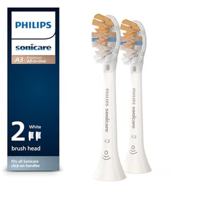 Philips Sonicare A3 Premium All-in-One, Genuine Replacement Toothbrush Heads, White, 2 Pack, HX9092/65 - Image 1