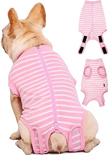Sychien Dog Recovery Suit Female,Pink Medium Spay Surgery Recovery Shirt,Pink-White Striped M - Image 7