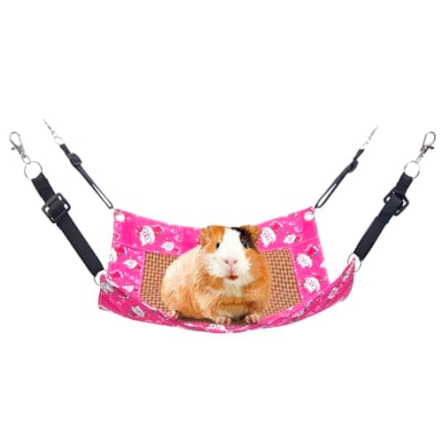 BESNEW Enlarged Guinea Pig Hammock with Summer Mat,Cooling Guinea Pig Cage Accessories Ferret Rat Waterproof Hanging Hammock for Small Animals Hiding Sleeping,Adjustable Length 13.8x13.8 in - Image 1