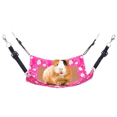 BESNEW Enlarged Guinea Pig Hammock with Summer Mat,Cooling Guinea Pig Cage Accessories Ferret Rat Waterproof Hanging Hammock for Small Animals Hiding Sleeping,Adjustable Length 13.8x13.8 in - Image 1