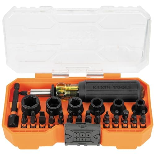 Klein Tools 33805 ProFlex 38-Piece SAE Impact Driver Tool Set with Modular Case, S2 Steel, Magnetic, Adjustable Screwdriver, 29 Bits, 6 SAE Socket Sizes - Image 1