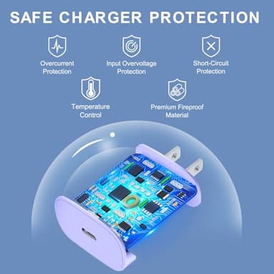 Phone 17 16 15 Charger Fast Charging,30W USB C Phone 17 16 15 Pro Max Charger Block &6.6FT Long Type C Cable Cord for Phone 17/17 Air/17 Pro/17 Pro Max/16/16 Plus/16Pro/16 Pro Max/15/15 Pro Max,Purple - Image 4