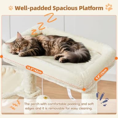 Taoqimiao Cat Tree,38.5-Inch Cat Tower for Indoor Cats,Suitable for Kittens with Luxurious cat condo with Adjustable Baskets and Luxurious Perch Beige MS029SM - Image 4