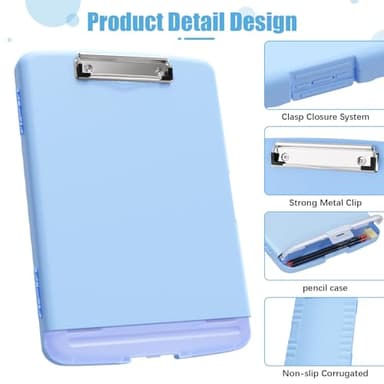 Hongri Clipboard with Storage with Pen Holder, Folder Nursing Clip Board 8.5 x 11 Foilo-Side Opening, High Capacity, Light Weight for Teachers, Classroom. Size 14 x 9.6 x 1.2 in(Blue) - Image 4