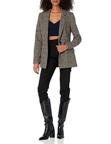 The Drop Women's Blake Long Blazer, Plaid, Medium - Image 3