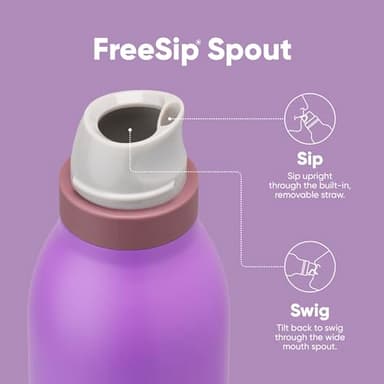 Owala FreeSip Twist Insulated Stainless Steel Water Bottle with Straw for Sports and Travel, BPA-Free, 18-oz, Purple (California Grapevine) - Image 5