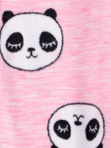 Simple Joys by Carter's Baby Girls' 3-Pack Loose Fit Flame Resistant Fleece Footed Pajamas, Black Floral/Pink Panda/White Hearts, 24 Months - Image 5
