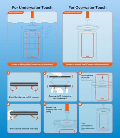 TORRAS IPX8 Waterproof Phone Pouch Floating, Underwater Screen Touchable, Water Proof Case with Lanyard for iPhone 16 Pro Max 15 S25, Cellphone Dry Bag Cruise Essentials 7.0 inch, Black - Image 9