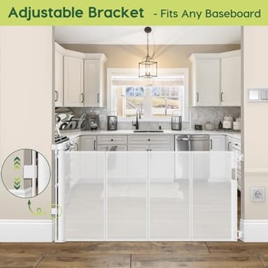 Reinforced 55" Wide Retractable Baby Gates for Doorways to Prevent Crawling Under, Outdoor Retractable Gate, Mesh Child Safety Gates for Toddlers, Indoor/Outdoor Baby Gate for Deck/Porch/Patio, White - Image 8