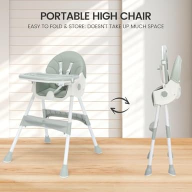 3-in1 Highchair, High Chairs for Babies and Toddlers,Convertible High Chair, Light Weight Portable High Chair, Adjustable Height and Movable Double Tray - Image 7