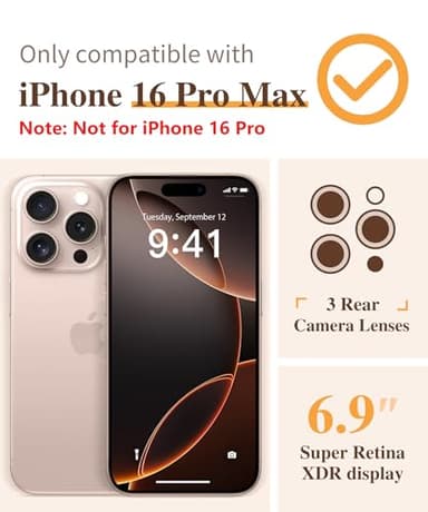 GVIEWIN for iPhone 16 Pro Max Case with Screen Protector & Camera Lens Protector, [Military Grade Protection] Clear Shockproof Slim Floral Phone Cover for Women Girls 6.9" (Sakura/Pink) - Image 2