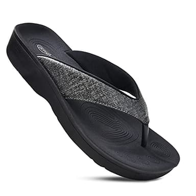 AEROTHOTIC Slip On Recovery Footwear Plantar Fasciitis Flip Flops for Women Yoga Mat Outdoor Walking Beach Ladies Arch Support Summer Thong Dressy Casual Sandals (Mellow Grey, Size 8) - Image 1