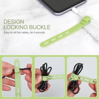 Donruby 24Pcs Silicone Cable Ties - Reusable & Washable with Locking Buckle Design, Adjustable Fastening Cable Straps, Multi-Purpose High Elasticity Cord Organizer (4 Colors) - Image 5