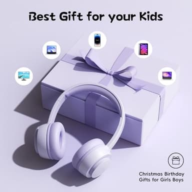 gorsun Kids Bluetooth Headphones, Toddler Headphones 85 dBA Safe Volume, 45 Hours Playtime, with Mic, Bluetooth 5.3, Kids Wireless Headset for iPad/Tablet/Travel/School, ldeal Gift (Purple) - Image 6