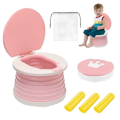 portable, foldable potty seat for toddler, Training Toilet Seat Emergency Toilet for Car, Camping, Outdoor, indoor (pink, small) - Image 1
