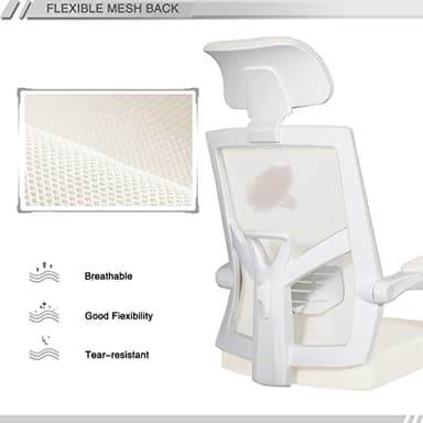 Qulomvs Mesh Ergonomic Office Chair with Footrest Home Office Desk Chair with Headrest and Backrest 90-135 Adjustable Computer Executive Desk Chair with Wheels 360 Swivel Task Chair - Image 6