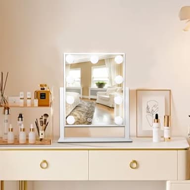 MKupView Vanity Mirror with Lights Makeup Mirror with Lights 9 Dimmable Bulbs Hollywood Lighted Makeup Mirror Detachable 10x Magnification 3 Color Lighting Modes, Lamp Beads, MKupView-SM2 - Image 9
