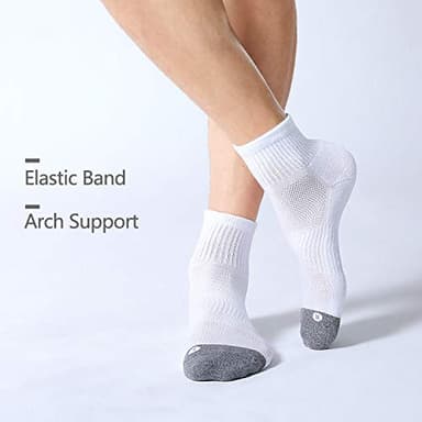 FITRELL 6 Pack Men's Athletic Ankle Socks Cushioned Sports Running Socks, Shoe Size 9-12, White - Image 3