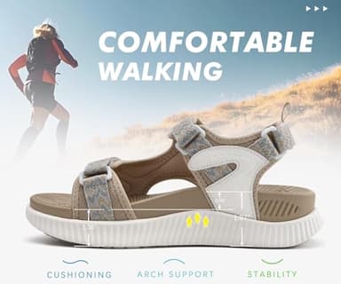 KuaiLu Womens Orthopedic Walking Sandals Comfortable Plantar Fasciitis Arch Support Summer Outdoor Travel Outfits Platform Cushion Shoes Athletic Sport Recovery Adjustable Strap Slides Beige Size 8.5 - Image 7