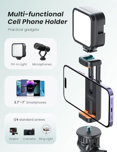 71''/180cm Phone Tripod & Selfie Stick, Portable Travel Stand for Video Recording, Travel Tripod for iPhone/Cell Phone with Detachable Remote, Compatible with Smartphones, DSLR - Image 6