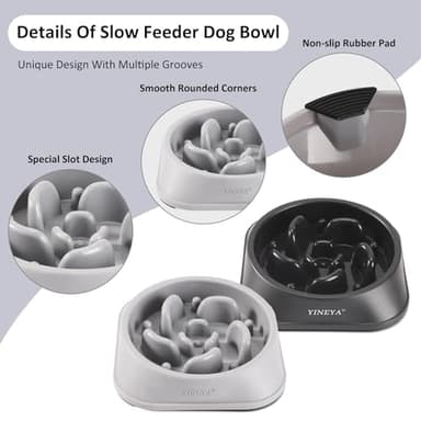 YINEYA 2PCS Slow Feeder Dog Bowls, Pet Supplies That Slow Down Eating, Pet Food Bowls, Maze Dog Puzzle Feeder for Medium Breed - Image 4