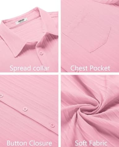COOFANDY Men's Casual Button Down Shirts Short Sleeve Textured Summer Beach Shirt with Pocket - Image 6