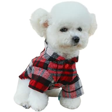 Kirei Sui Hoodie for Small Dogs Cats, Cat Apparel, Dog Shirt, Winter Clothes for Puppy Kitten Red Plaid (XS 2.2-3.3lbs) - Image 4