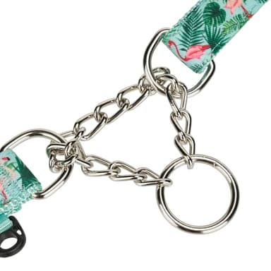 YUDOTE Martingale Dog Collar with Steel Chain and Quick Release Buckle Adjustable Floral No Pull Safe Training Collars,Flamingo,Medium - Image 5