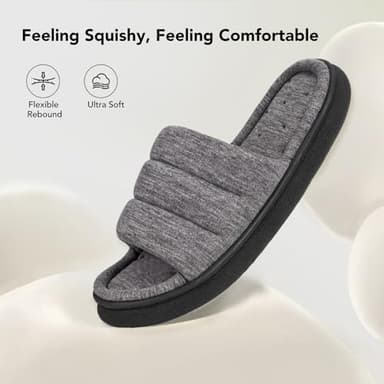 VeraCosy Mens Open-Toe Slippers Memory Foam Indoor Outdoor House Shoes for Men Ultimate Gray,9-10 US - Image 3