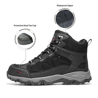 NORTIV 8 Waterproof Steel Toe Boots for Men Slip Resistant Safety Industrial Boots Paladin-Steel,Size 12W,Black - Image 2