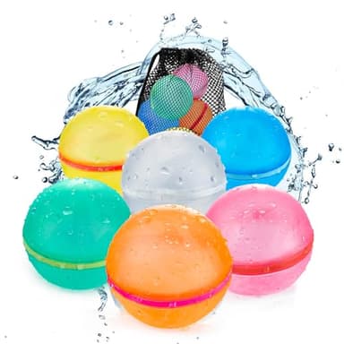 Tizikcon 6 PCS Reusable Water Balloons, Refillable Magnetic Water Balls for Outdoor Games, Self Sealing Water Splash Bomb Quick Fill for Summer Fun, Pool Beach Toys for Kids Ages 3-12 - Image 1