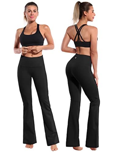 BUBBLELIME 29"/31"/33"/35"/37" Women's High Waist Bootcut Yoga Pants - 75% Nylon, 25% Spandex_Black(2) L-37 Inseam - Image 2