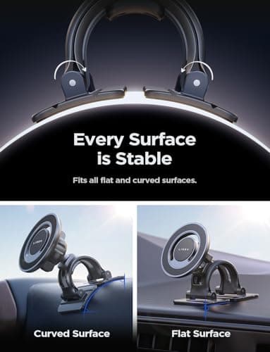 LISEN for MagSafe Car Mount [360° Rotation] Magnetic Phone Holder for Car Vent Phone Mount, Hands Free Phone Mount for Car Accessories, Phone Car Mount for iPhone Includes Vent/Dashboard Mount, Black - Image 3